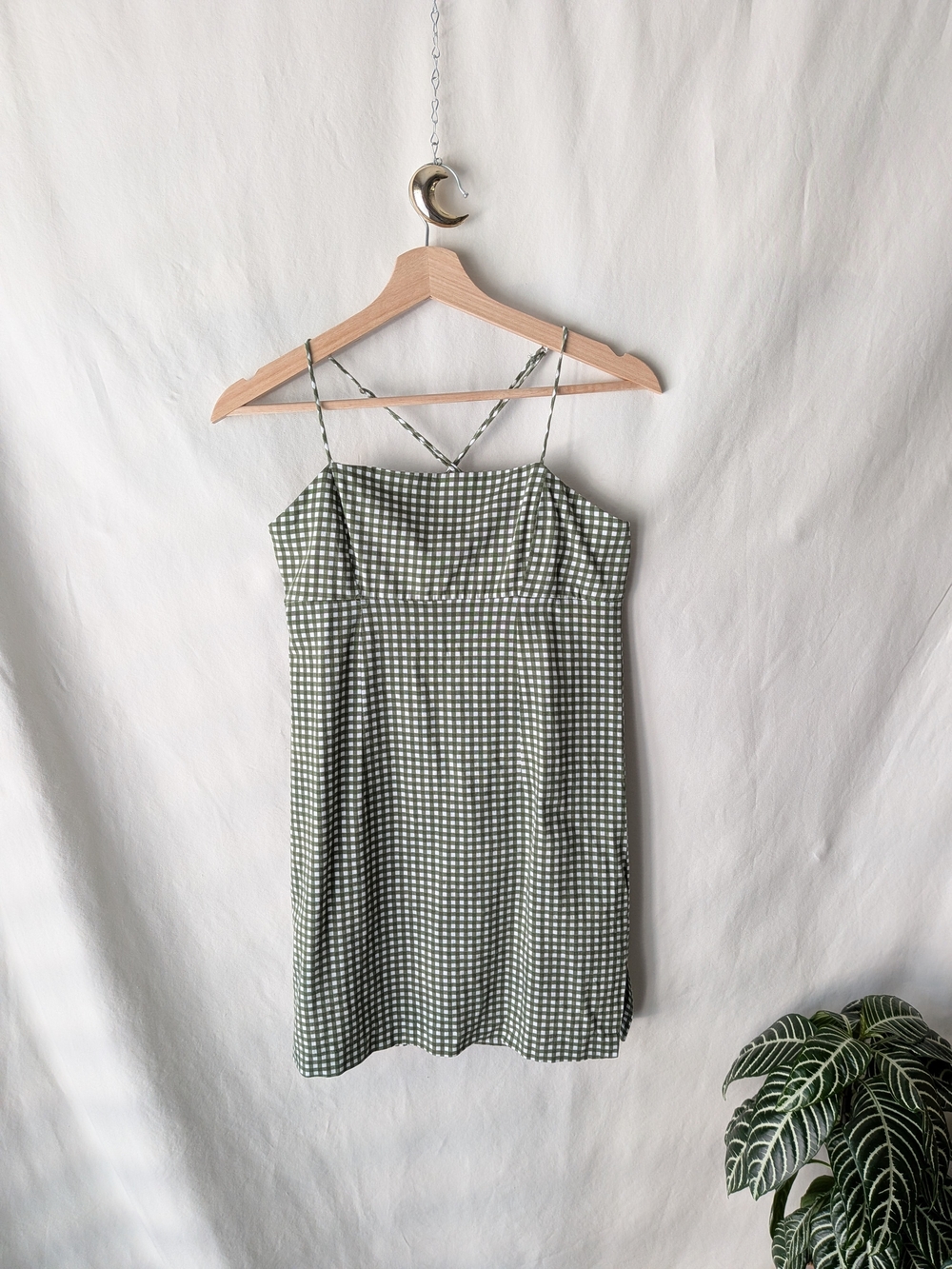 Urban Outfitters Green Gingham Mini Dress